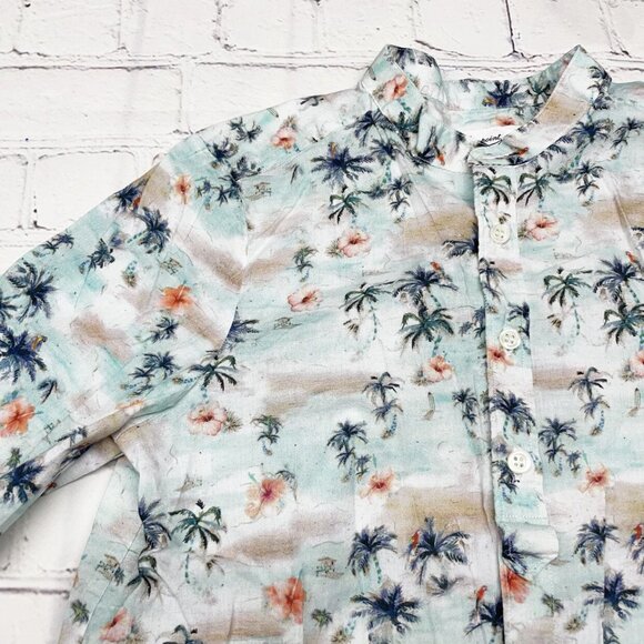 Bonpoint Tropical Print 100% Cotton Size 10 Button Up Palm Tree / Hibiscus Patte - Picture 3 of 7